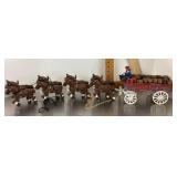 Cast iron horse drawn beer wagon
