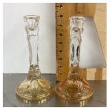 Pair of glass candlesticks