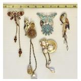 5 costume jewelry brooches