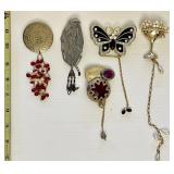 5 costume jewelry brooches