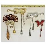 4 costume jewelry brooches