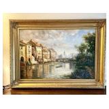 32x43 framed oil on canvas painting