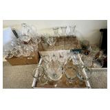 4 flats of clear stemware, glasses, barware