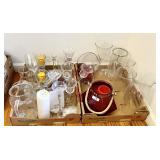 2 large flats with vases, hurricane candles,