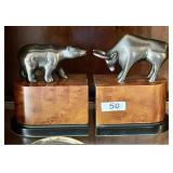Bronze bull and bear bookends
