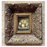 Original mini oil painting in ornate frame 9"
