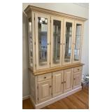 2-piece natural wood china hutch