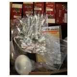 Box of new and used Christmas lights
