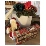 Christmas train, 30" Santa, tree skirts, wreath