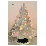 17" white ceramic lighted Christmas tree