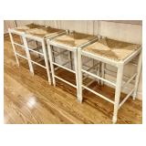 4 rush seat 16" dia. counter stools 25" tall