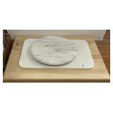 18x25 wood cutting board, marble turntable,