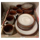 Flat of Sango Pottery plates and mugs