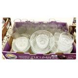 Glass berry bowl set, glasses, plates, bowls