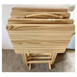 Set of 4 wood TV trays with stand