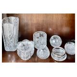 Crystal and glass vases and candy dish
