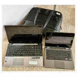 Toshiba and Dell laptops with bag