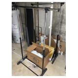 2 rollaround clothing racks, shower chair,