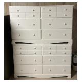 2 lightweight chests of drawers painted white