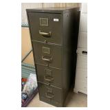 4-drawer green metal file cabinet