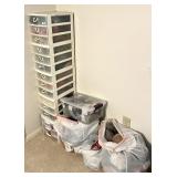 Huge group of yarn with 5 storage drawer units