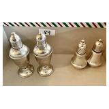 2 pair weighted sterling salt & pepper shakers