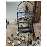 Folding metal shelf and votive candleholders
