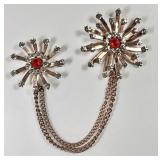 Gold over sterling silver double brooch