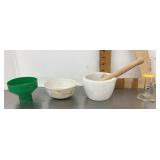 Mortar and pestle, etc.