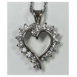 Sterling silver CZ heart necklace