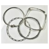 4 sterling silver bangle bracelets