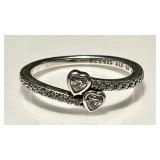 Pandora sterling silver ring with clear stones