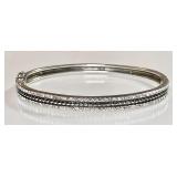 Sterling crystal marcasite clamper bracelet