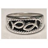 Sterling silver fish ring