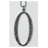 Sterling silver oval marcasite necklace