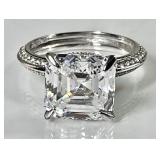 Sterling silver ring with large clear stone