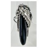 Sterling silver onyx statement ring