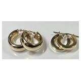 2 pair 14k gold hoop earrings