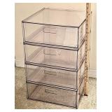 4-stack crystal clear plastic storage drawers