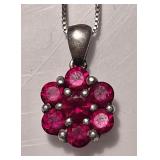 Sterling silver garnet cluster necklace