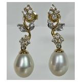 14k gold pearl dangle earrings