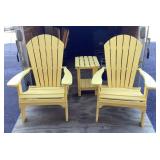 2 composite Adirondack chairs & side  table