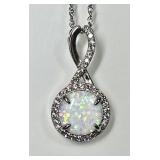 Sterling silver man-made opal necklace