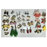 Costume jewelry earrings and Christmas pins