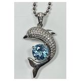 Staur sterling blue topaz dolphin necklace