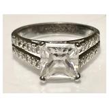 Sterling silver ring with clear stones