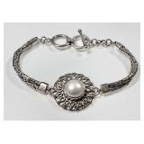 Sterling silver bracelet with pearl