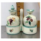 Italian pottery vinegar and oil cruet set