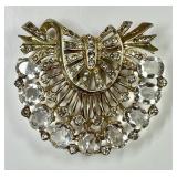 Large sterling silver rhinestone dress clip