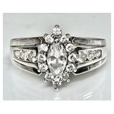 Sterling silver with marquis cut clear stone